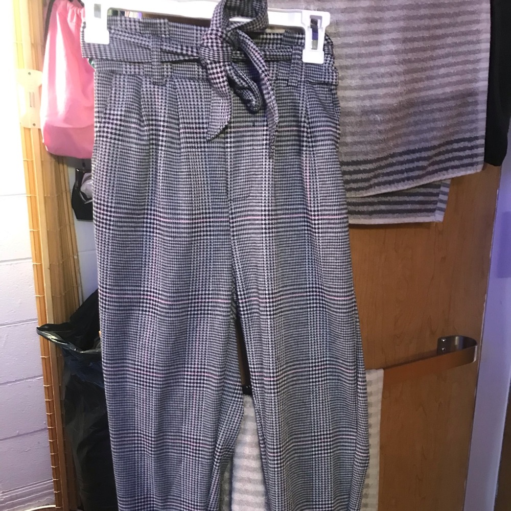 Houndstooth plaid trouser jogger pants